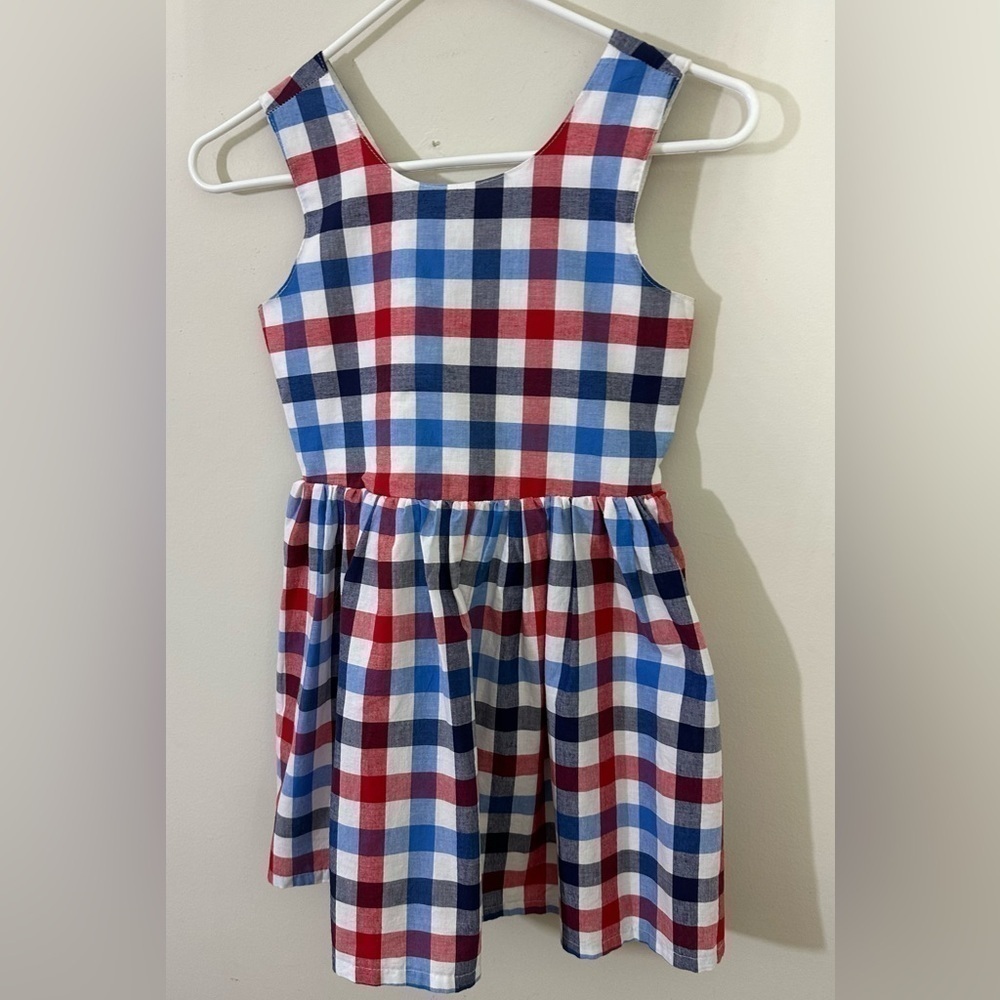 Cat & Jack sz  7 - 8. Dress in red, white and blue plaid fit an flair
